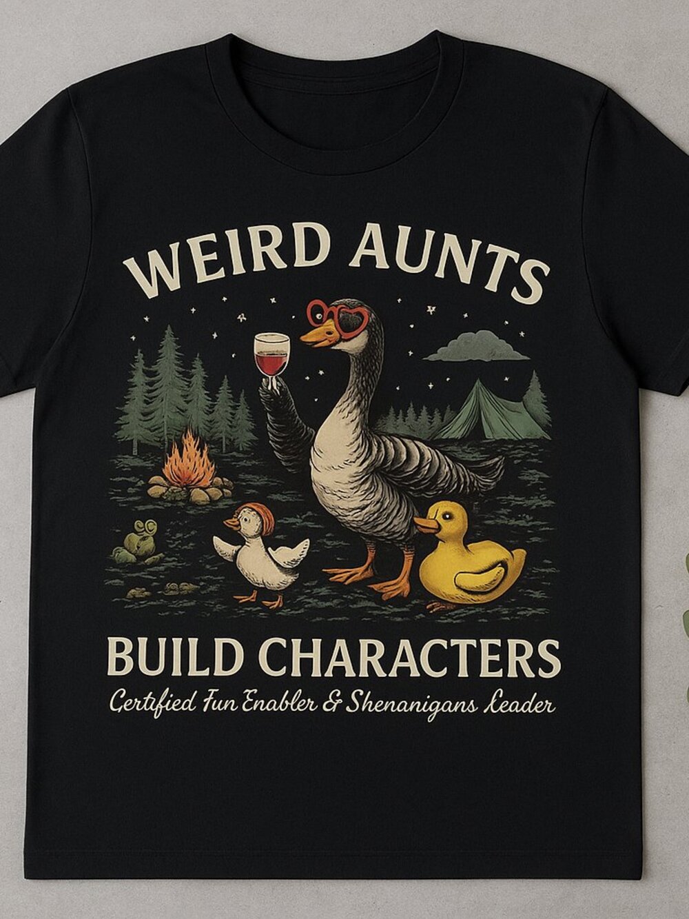 Weird Aunts T Shirt Funny Goose Camping Graphic Tee Quirky Aunt Gift